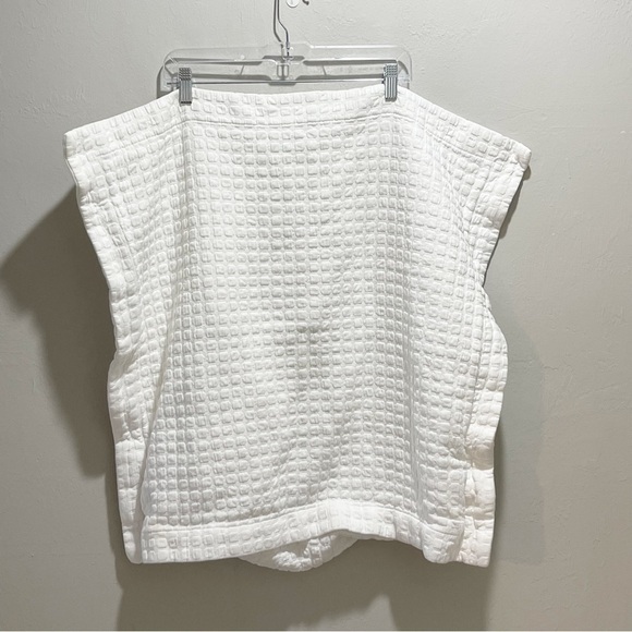 POTTERY BARN White Organic Cotton Textured Heavy Windowpane Textured Euro Sham - Picture 1 of 5